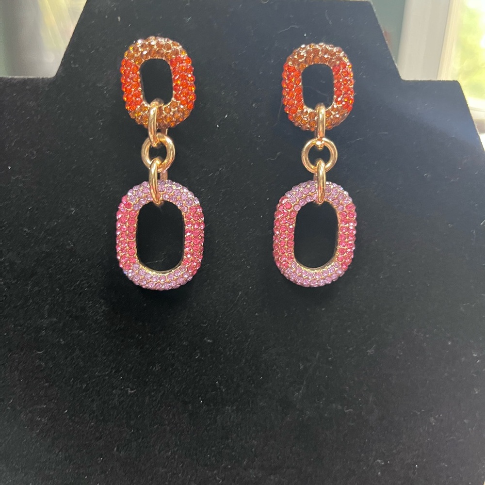 Elegant Gold and Pink Dangle Earrings